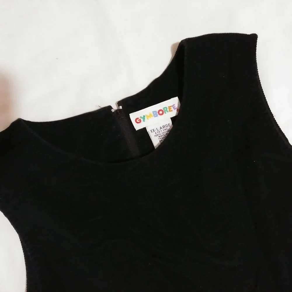 Gymboree Black Corduroy Floral Poinsettia Holiday Garland Dress Girls XXL 6-7yrs